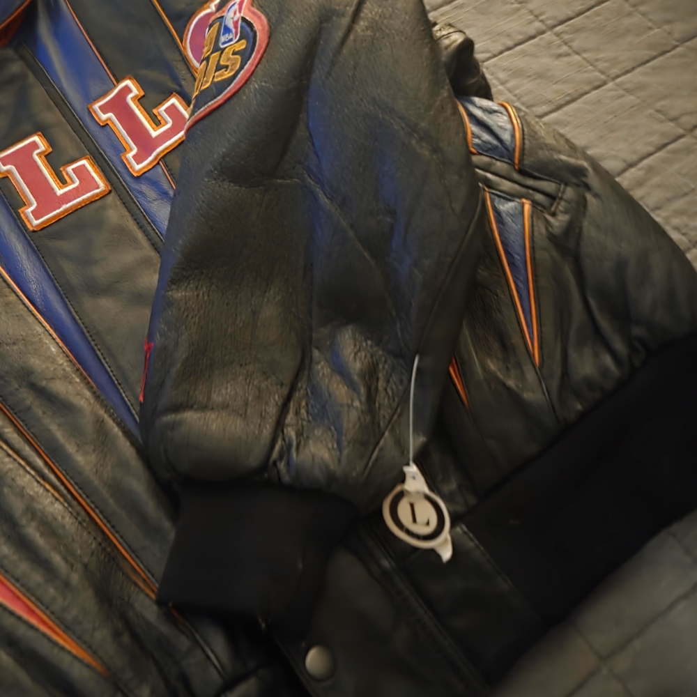 Men's Black and Red Bulls Leather Jacket - Picture 2 of 8